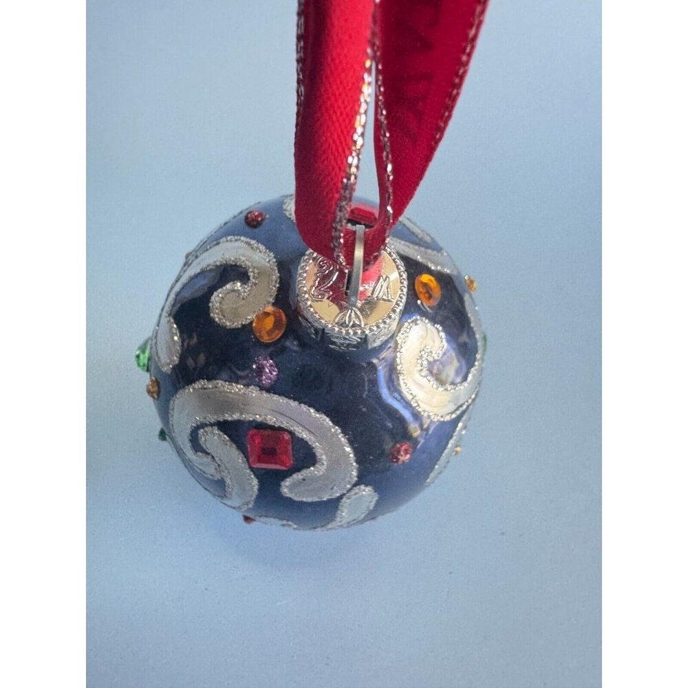 Waterford Sapphire Scroll Egg Jeweled Blown Glass Ornament Rare 1997 Handmade Co - Picture 7 of 7